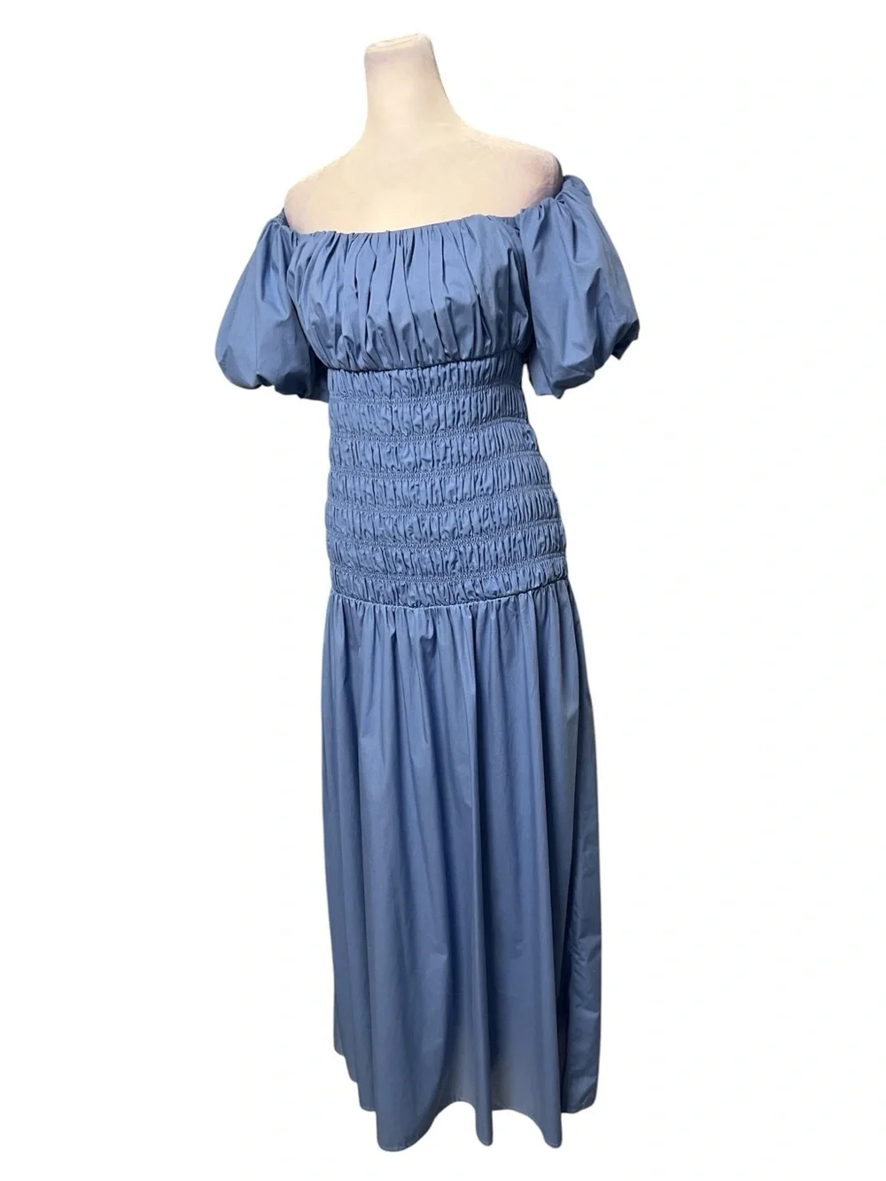 Abercrombie & Fitch Blue Off Shoulder Smocked Low Waist Maxi Dress NWOT